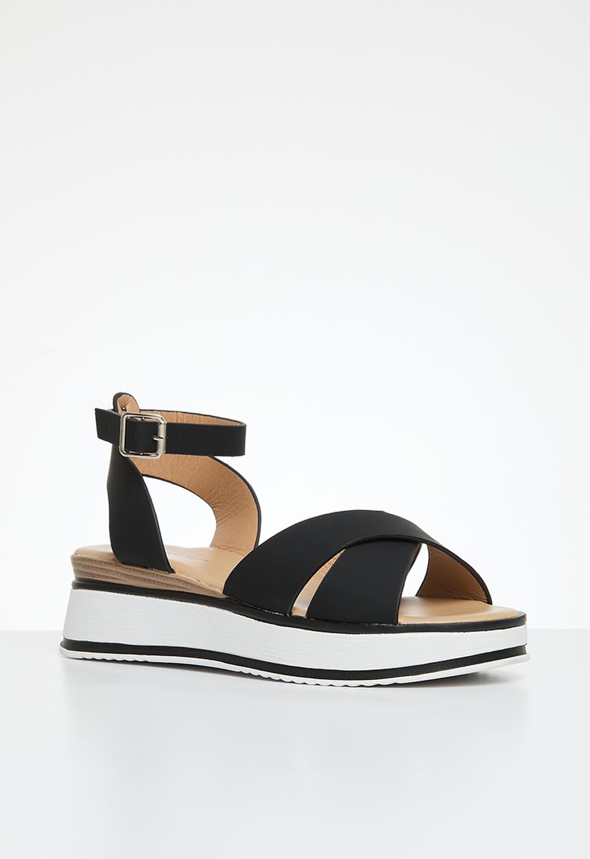 Madison® - Helana ankle tie flatform sandal - black