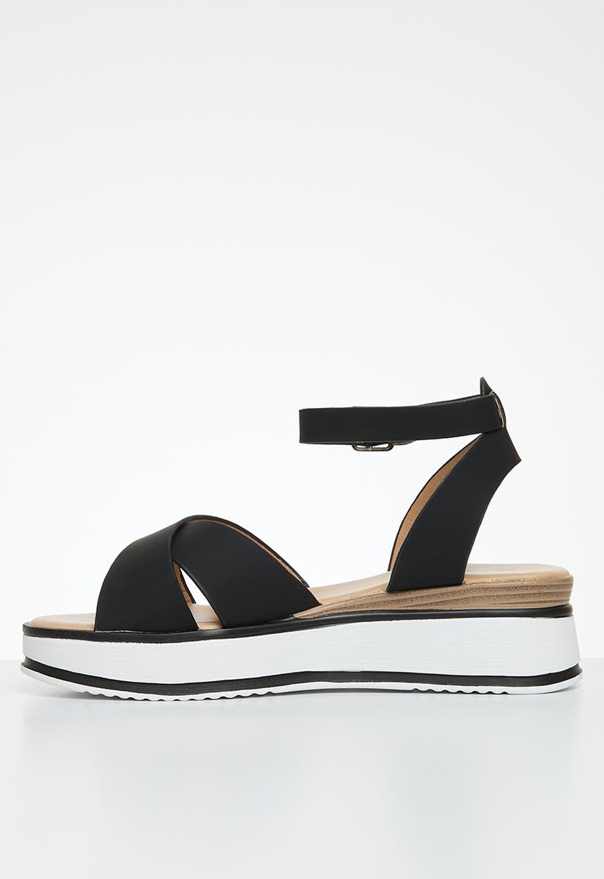 Madison® - Helana ankle tie flatform sandal - black