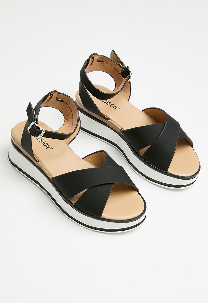 Madison® - Helana ankle tie flatform sandal - black