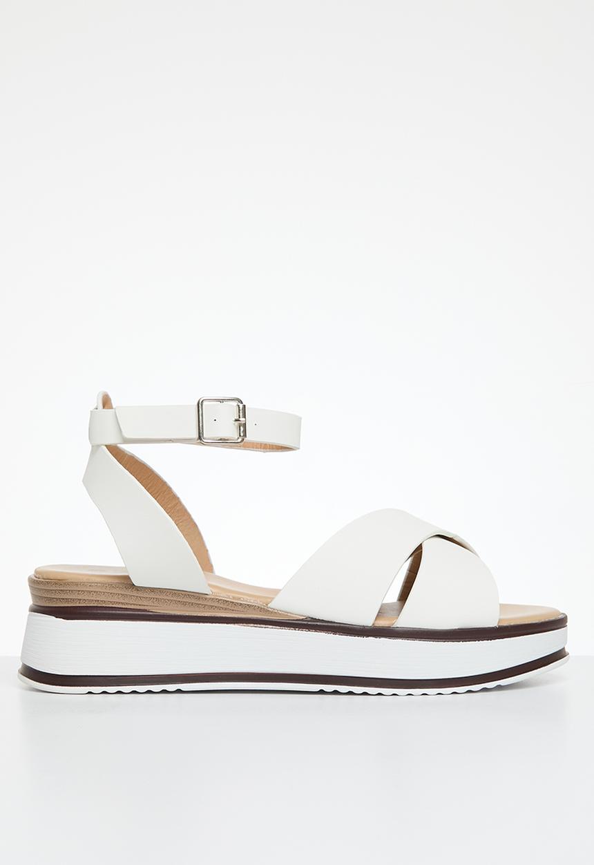Madison® - Helana ankle tie flatform sandal - white