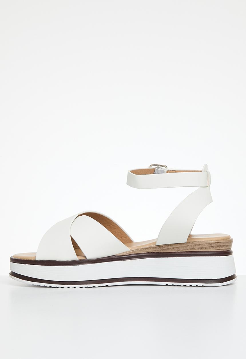 Madison® - Helana ankle tie flatform sandal - white