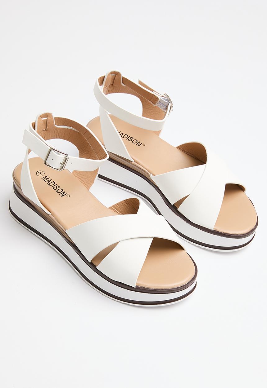 Madison® - Helana ankle tie flatform sandal - white