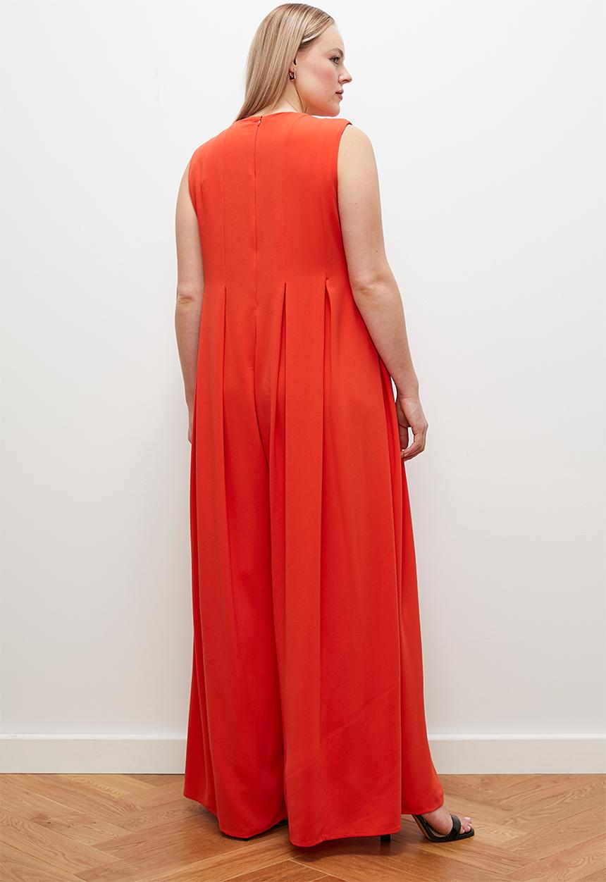 edit - Wide leg pleated jumpsuit - orange