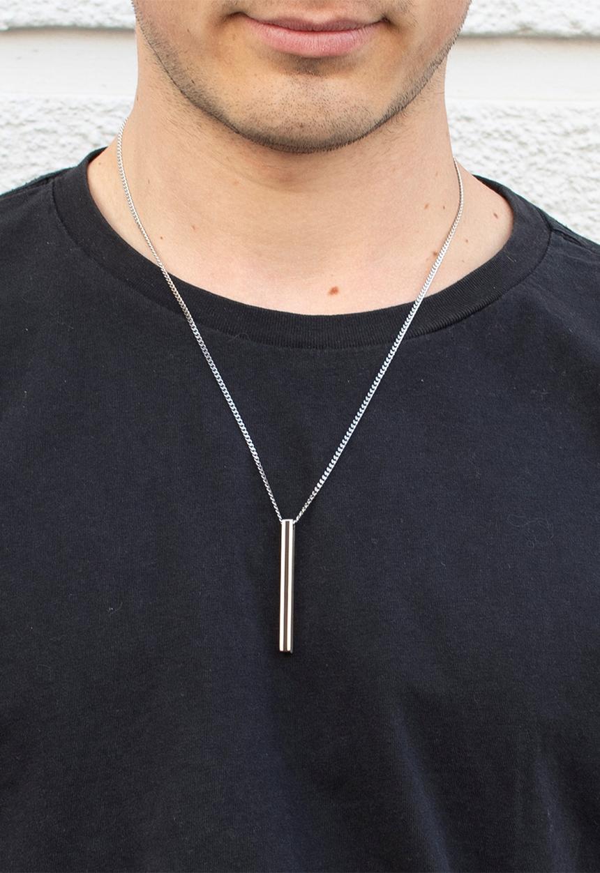 Dan Fuller Jewellery - Engraved Long Bar Necklace - Silver