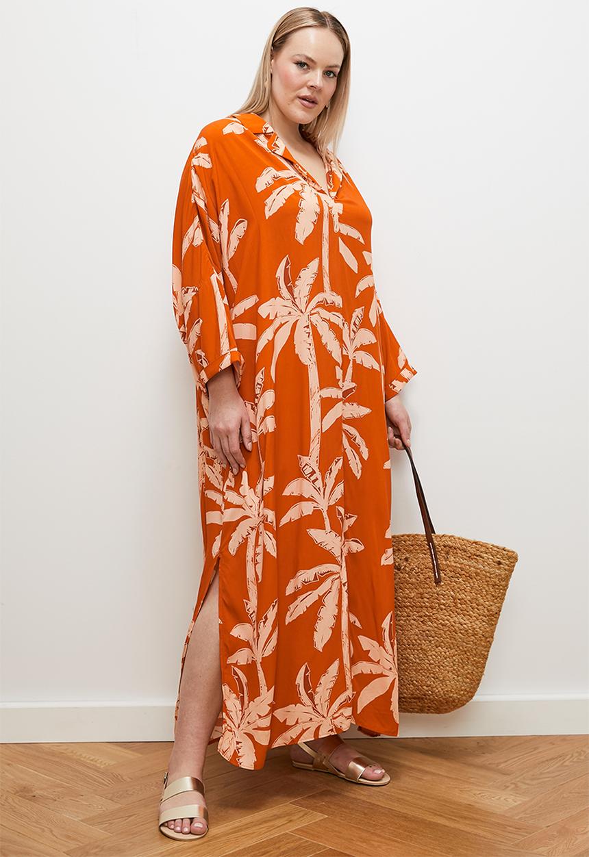 edit - Maxi kaftan dress - palm print