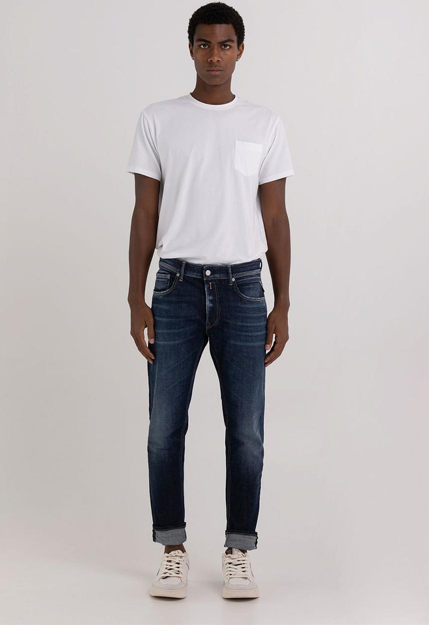 Replay - 11.5 OZ deep blue indigo stretch denim regular slim - dark blue