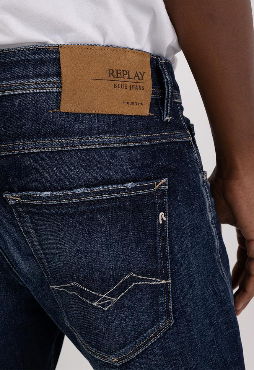 Replay - 11.5 OZ deep blue indigo stretch denim regular slim - dark blue
