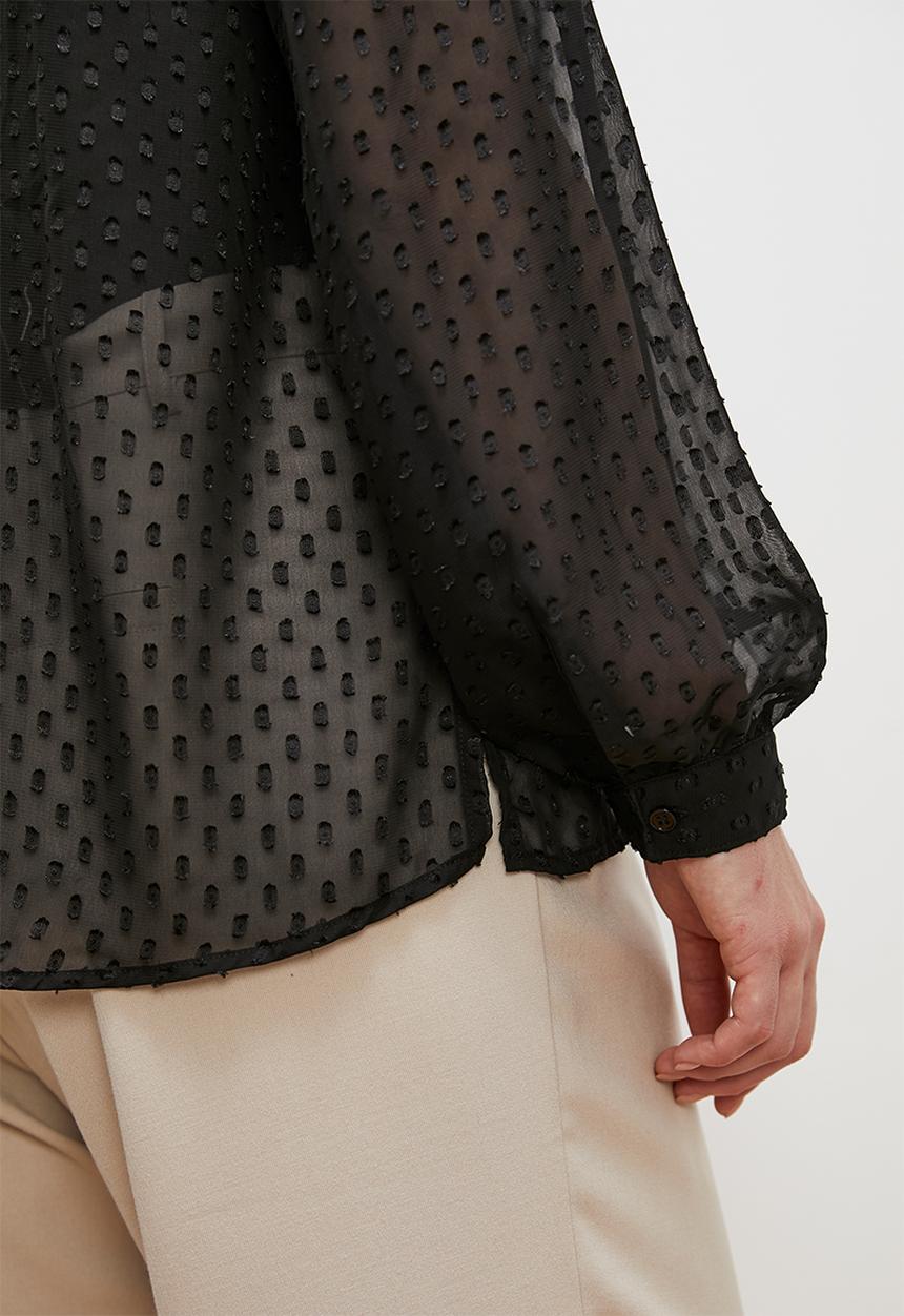 edit - Sheer piecrust blouse - black