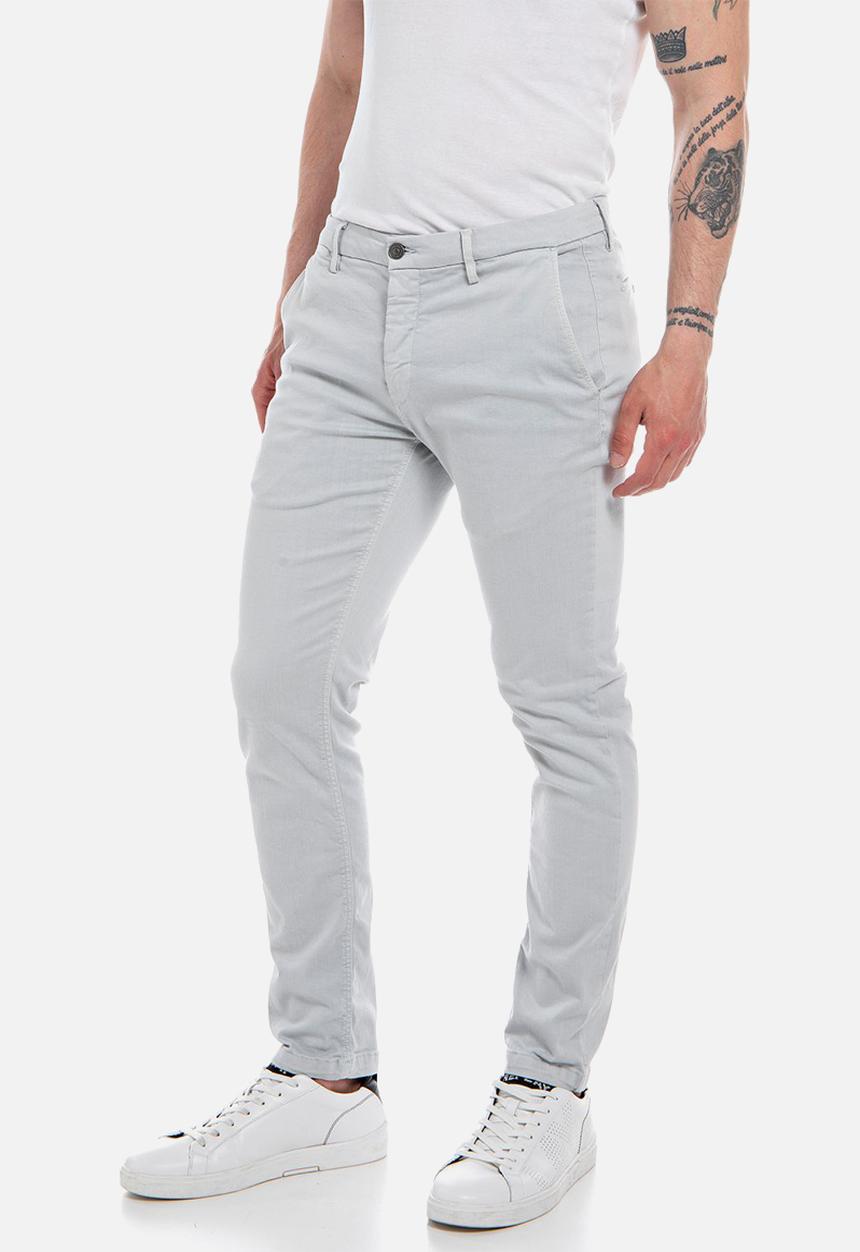Replay - 10.5 OZ bull hyperflex stretch denim slim - chalk grey