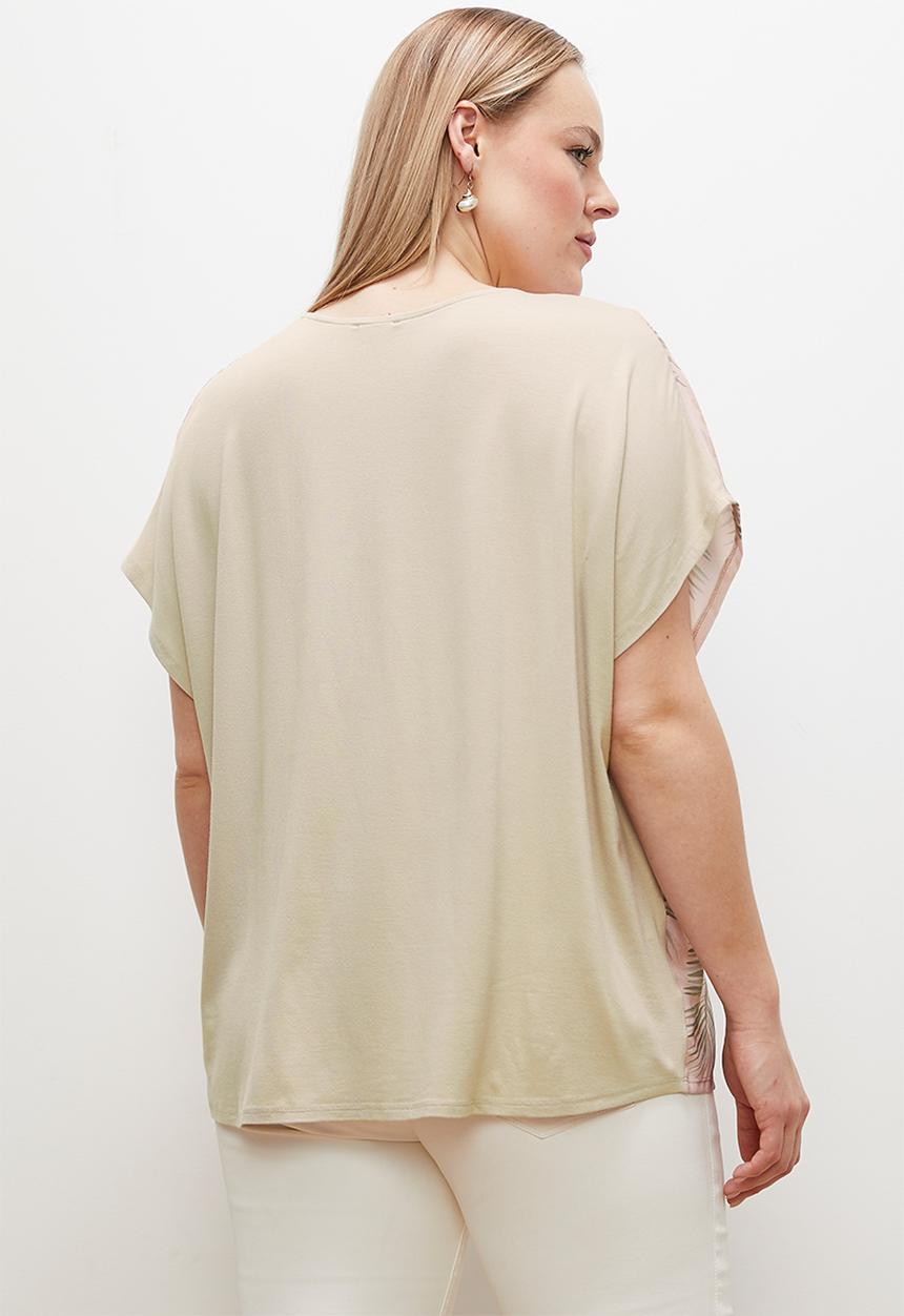 edit - Knit woven combo tee - neutral