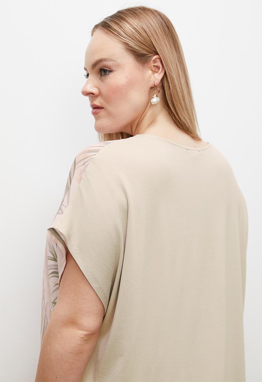 edit - Knit woven combo tee - neutral