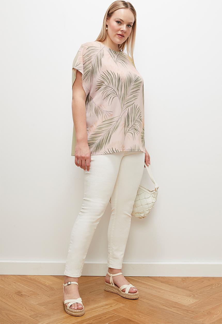 edit - Knit woven combo tee - neutral