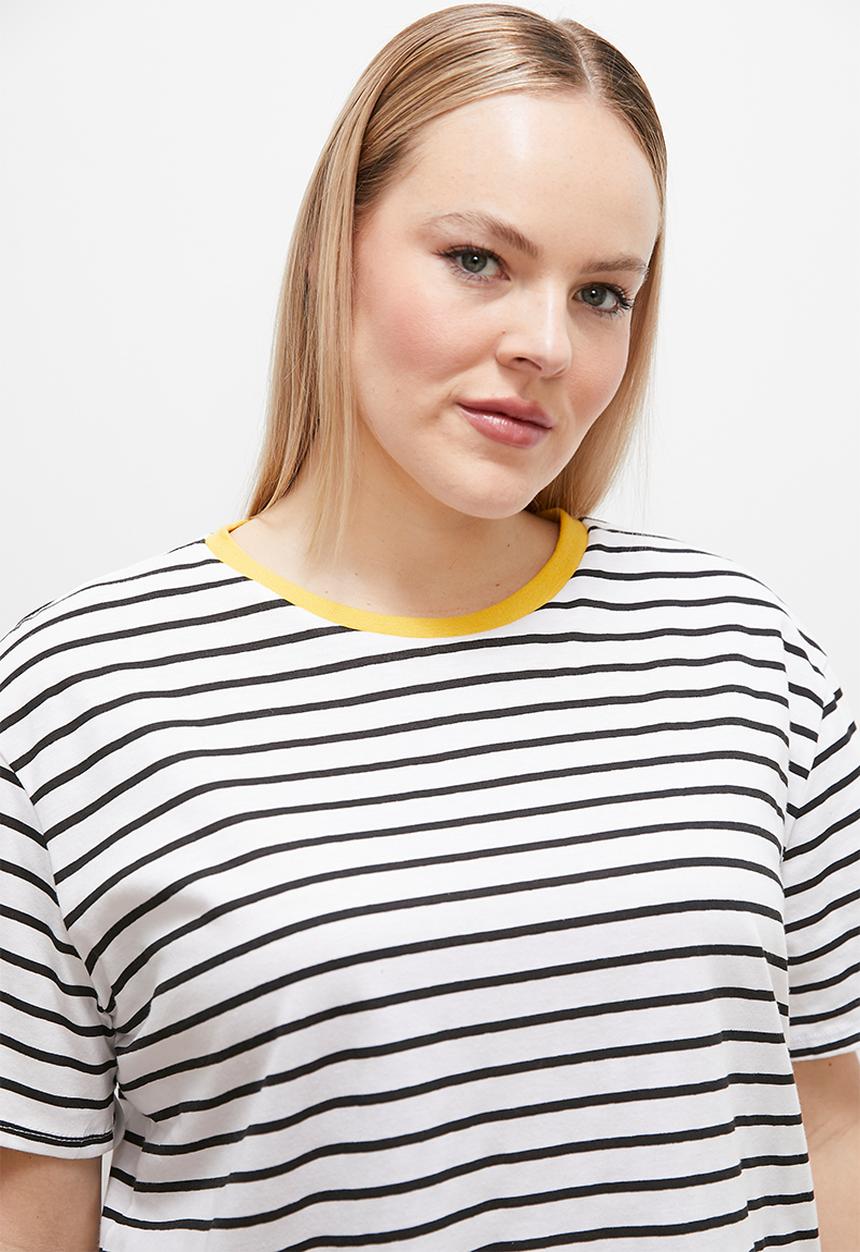 edit - Striped T-shirt contrast neckline - black 