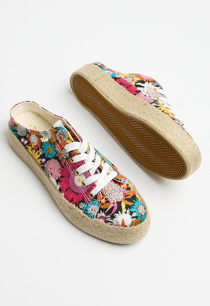 Plum - Lace up mule - floral