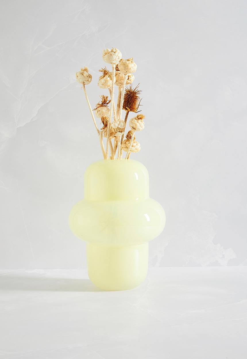 Sixth Floor - Hive glass vase - butter yellow