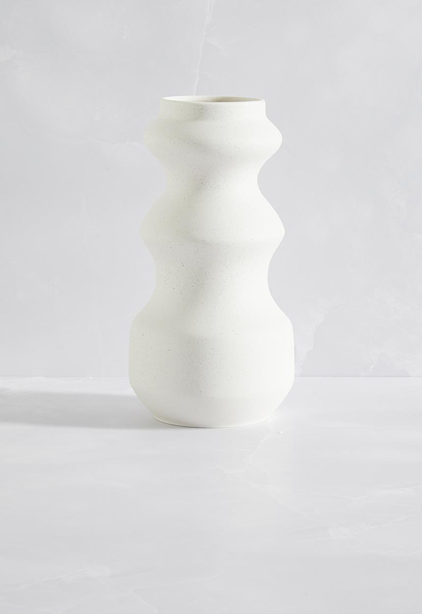 Sixth Floor - Natural ceramic belly vase - white