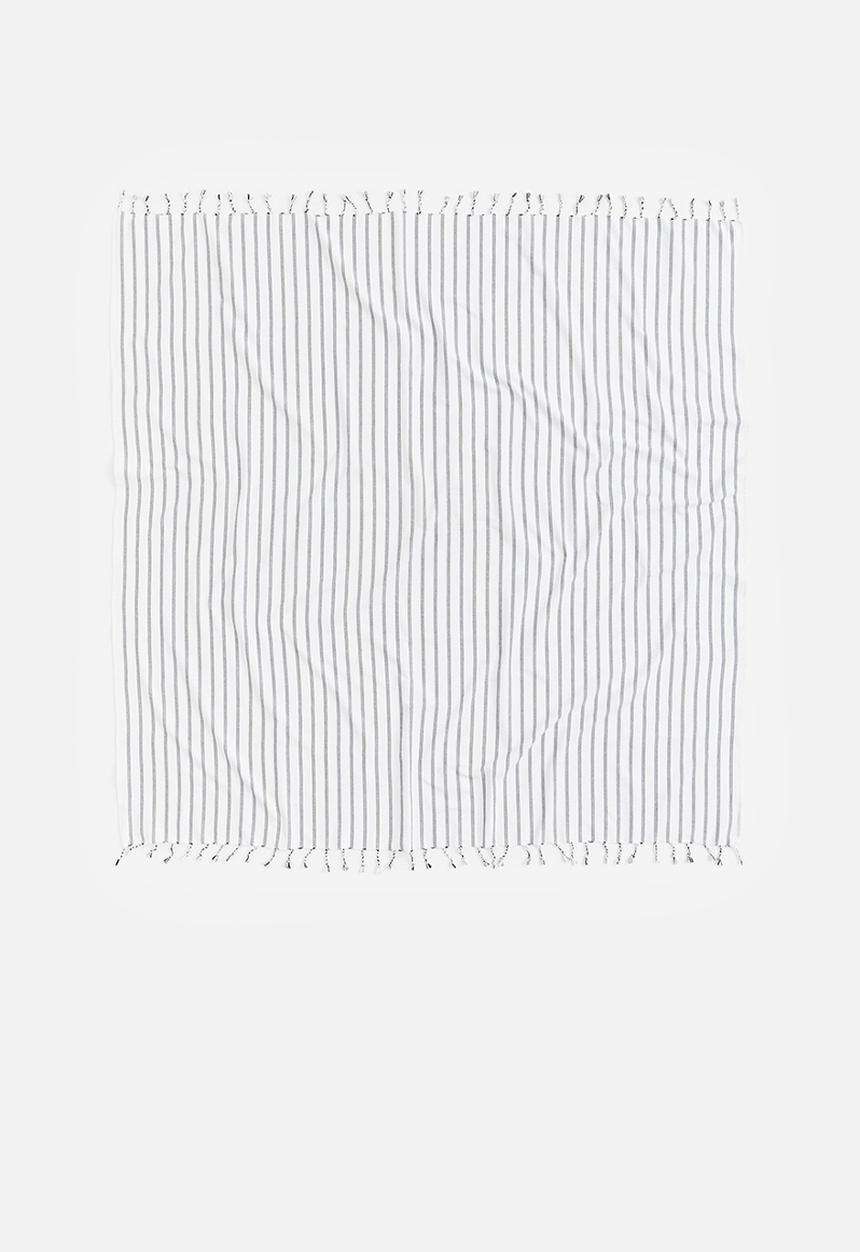 H&M - Large cotton beach towel - white/black striped