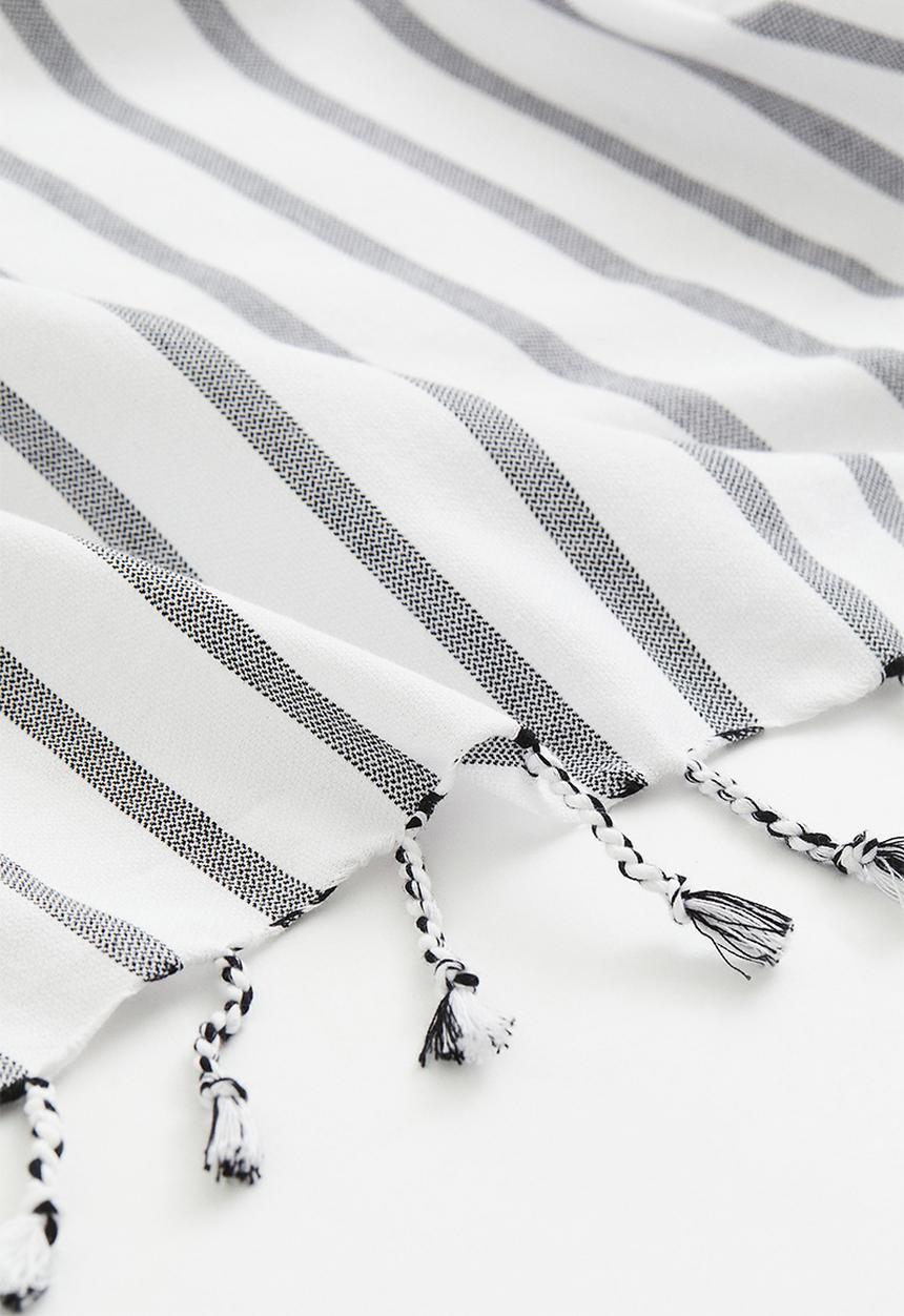 H&M - Large cotton beach towel - white/black striped