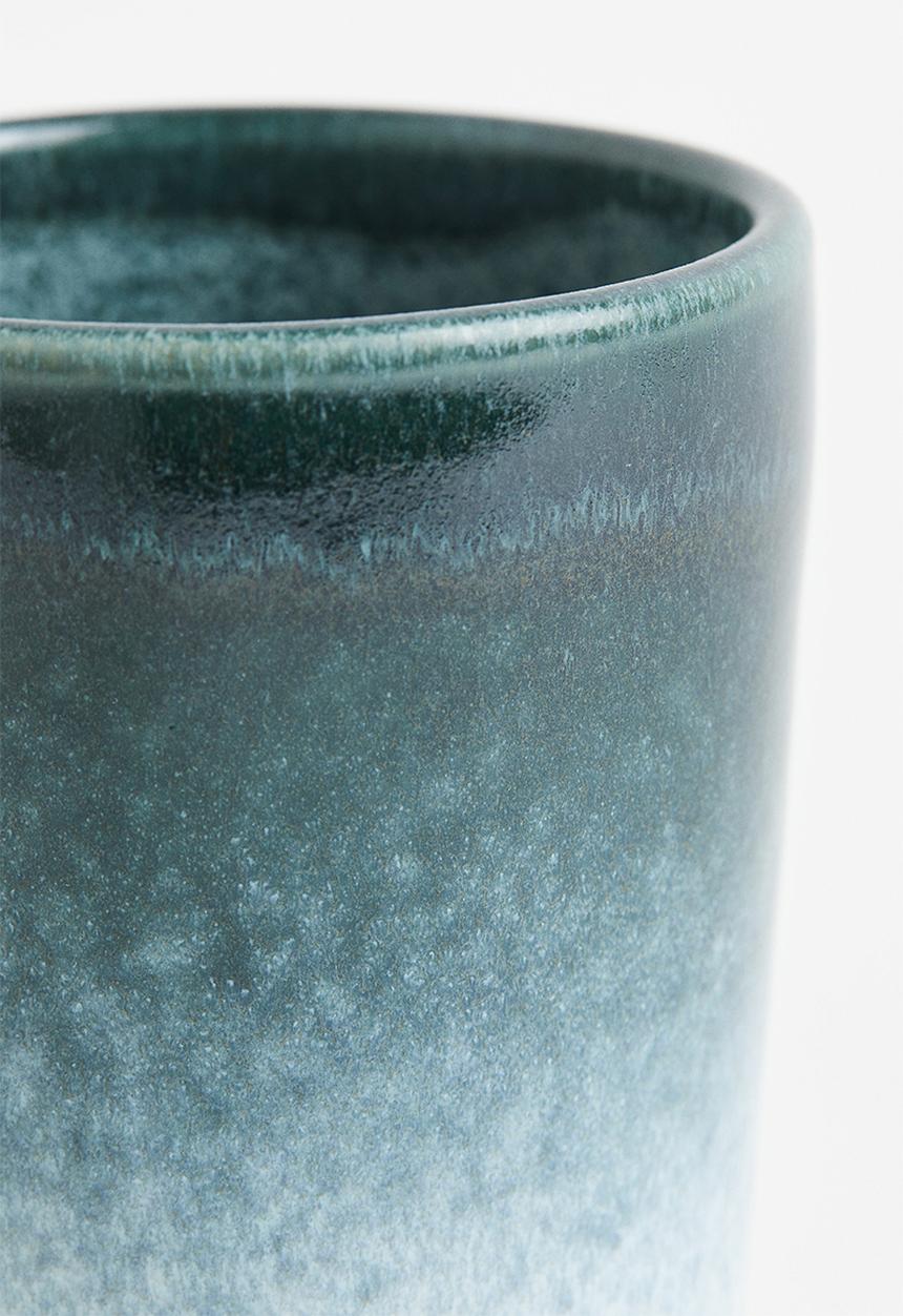 H&M - Stoneware cup - turquoise & natural white