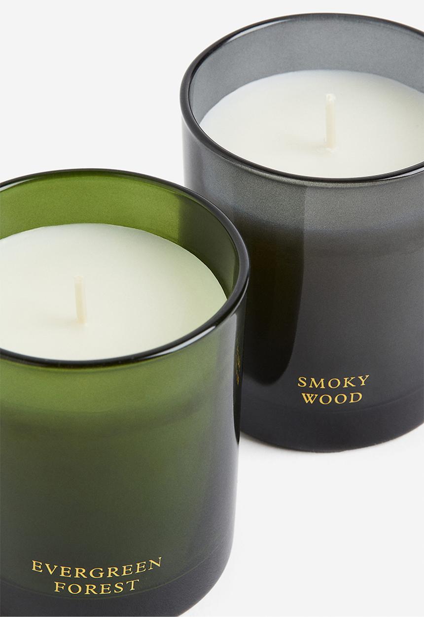 H&M - Gift-boxed 2-pack scented candles - dark green/dark grey