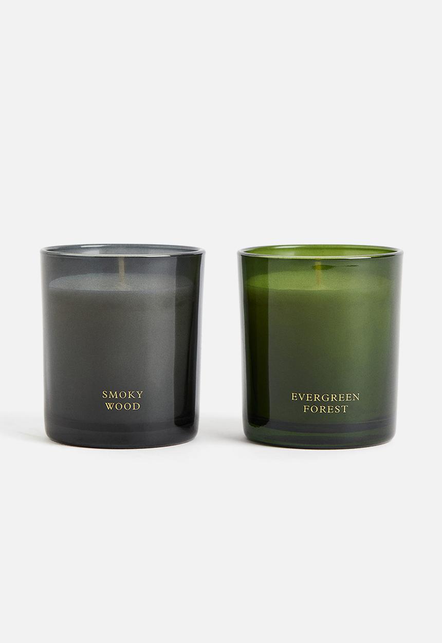H&M - Gift-boxed 2-pack scented candles - dark green/dark grey