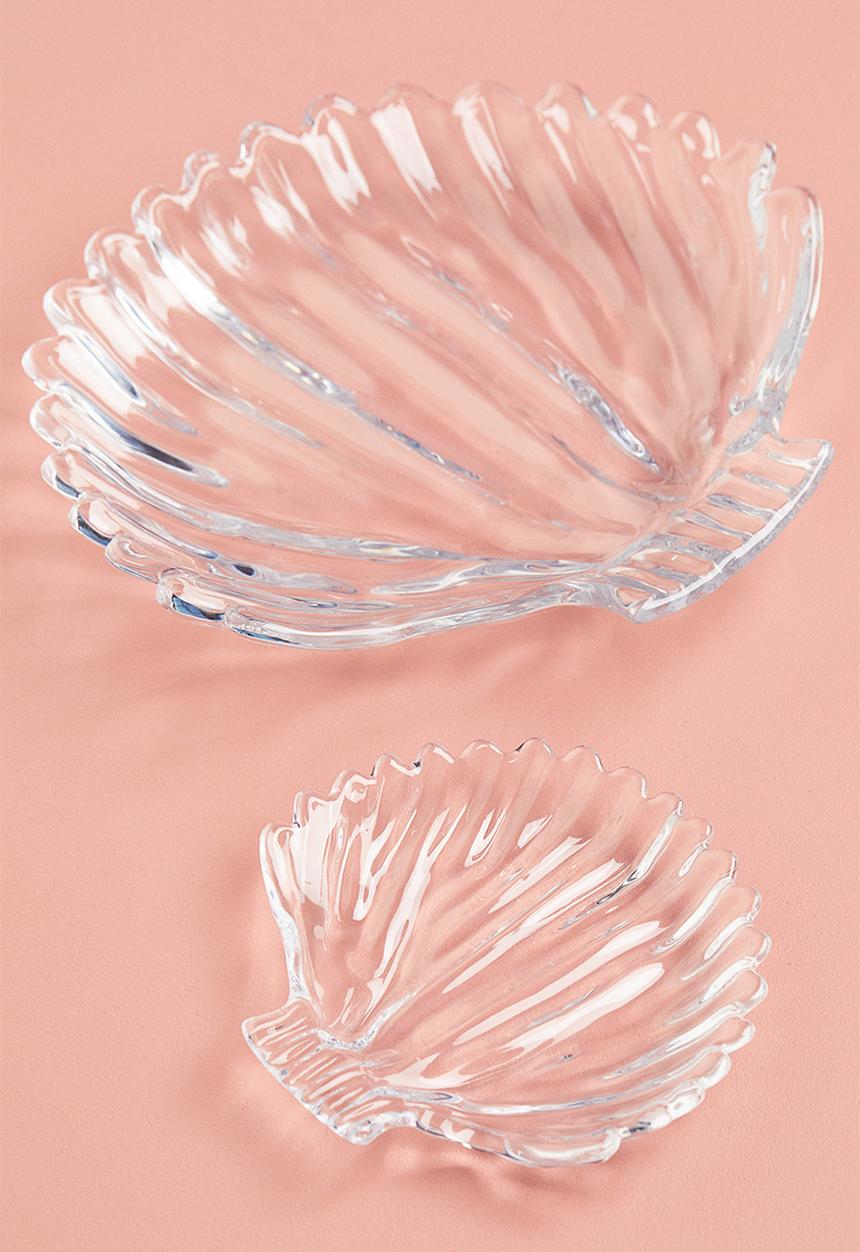 H&M - Small shell-shaped glass dish - clear glass 