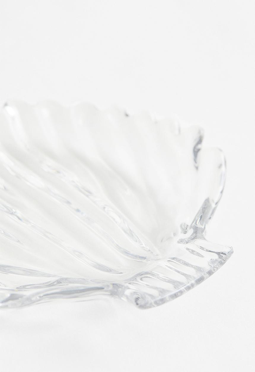 H&M - Small shell-shaped glass dish - clear glass 
