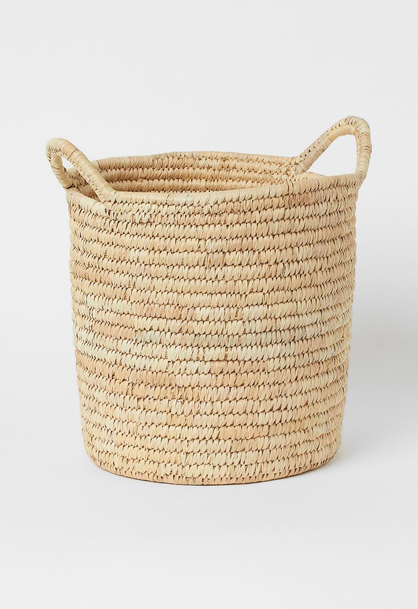 H&M - Round seagrass storage basket - light beige