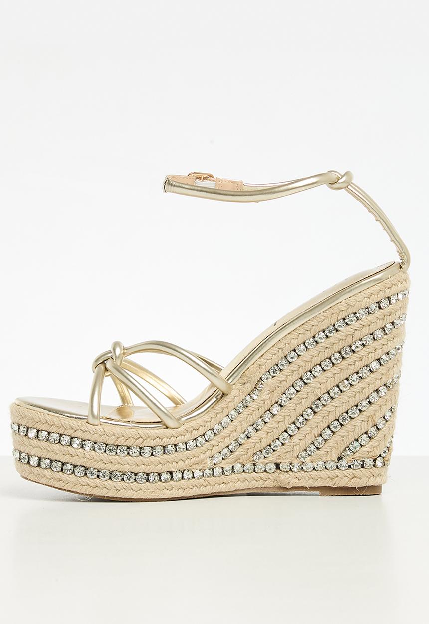 SISSY BOY - Platform diamante wedge - gold