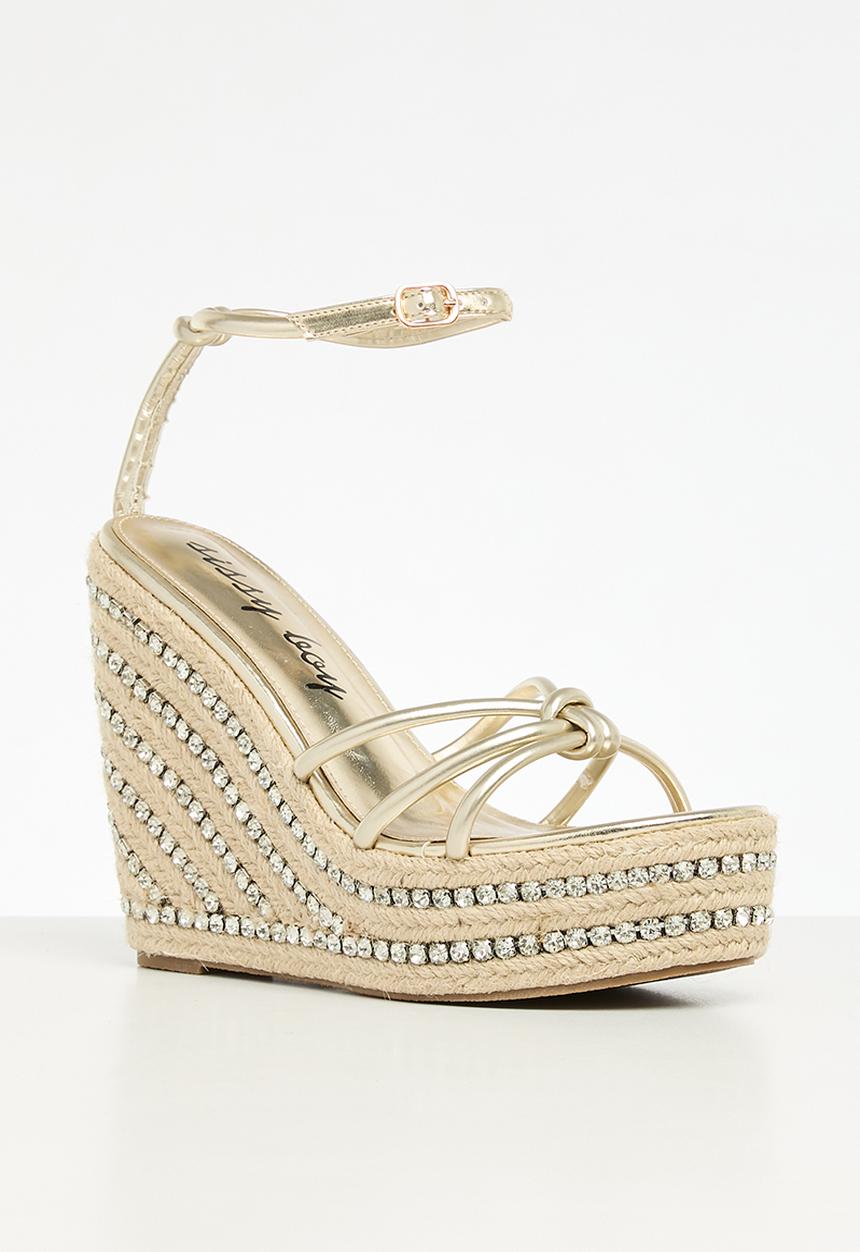 SISSY BOY - Platform diamante wedge - gold