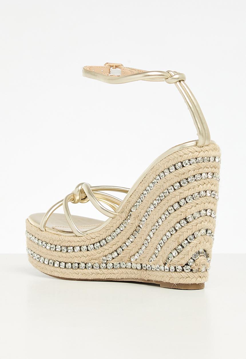 SISSY BOY - Platform diamante wedge - gold