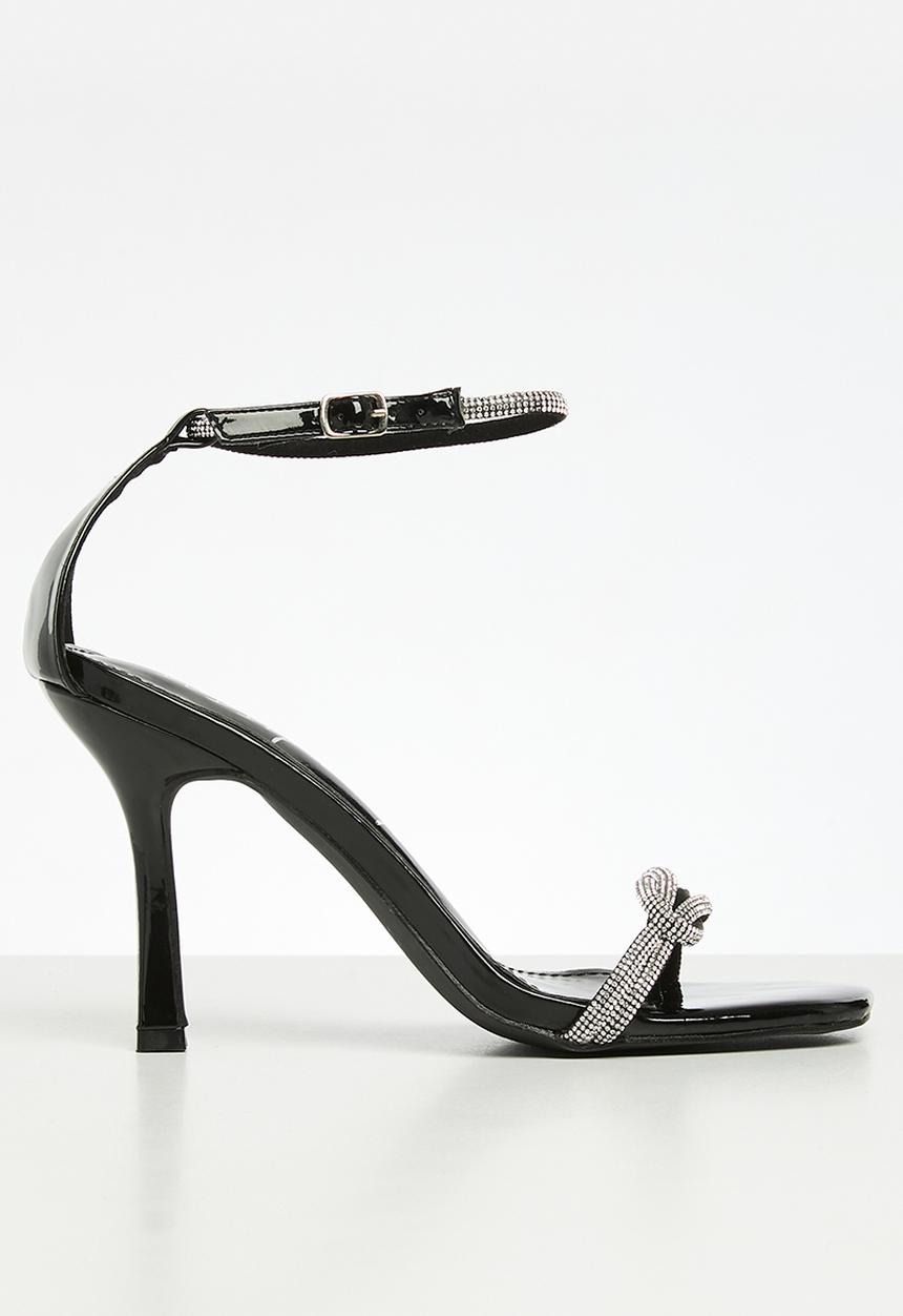 SISSY BOY - Diamante twist vamp heel sandal - black