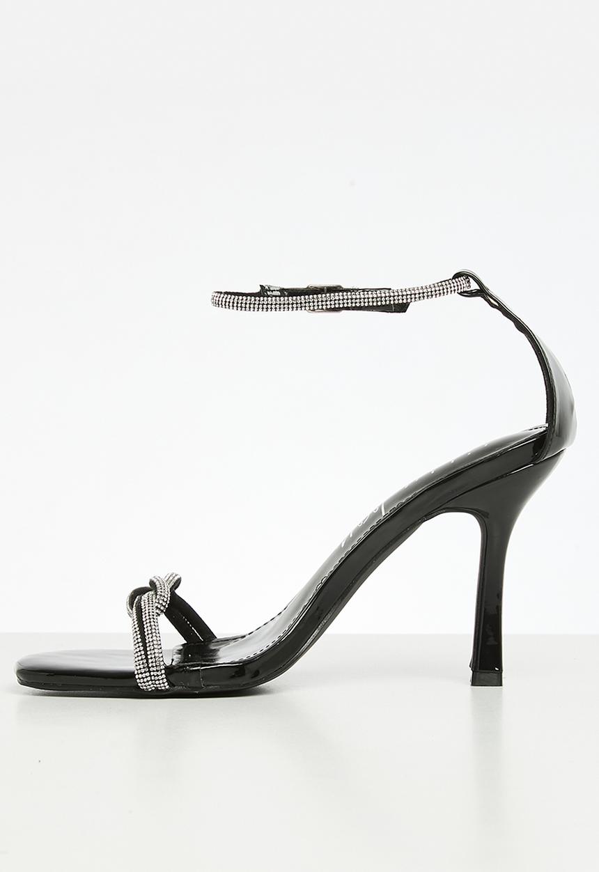 SISSY BOY - Diamante twist vamp heel sandal - black