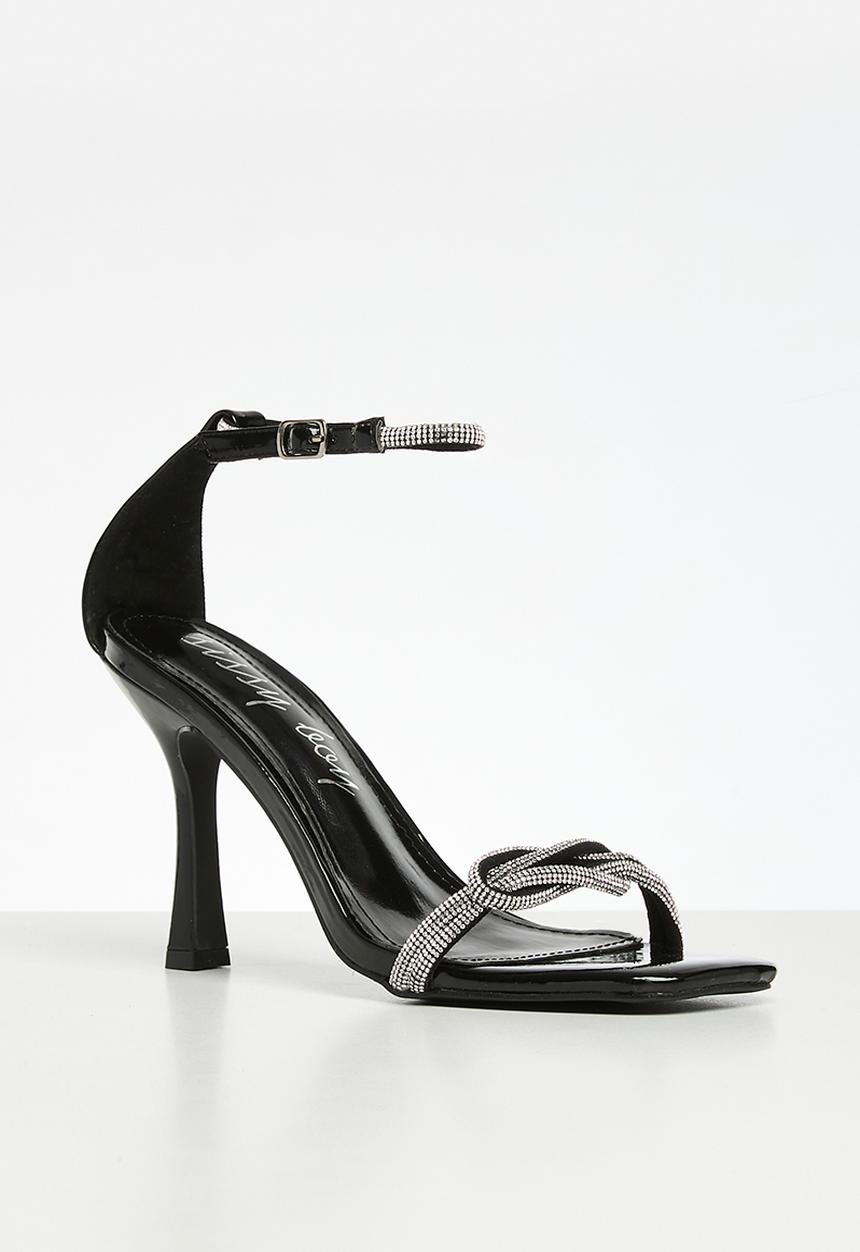 SISSY BOY - Diamante twist vamp heel sandal - black