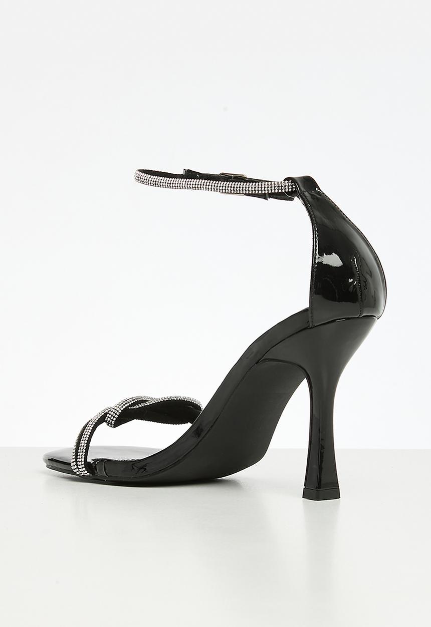 SISSY BOY - Diamante twist vamp heel sandal - black