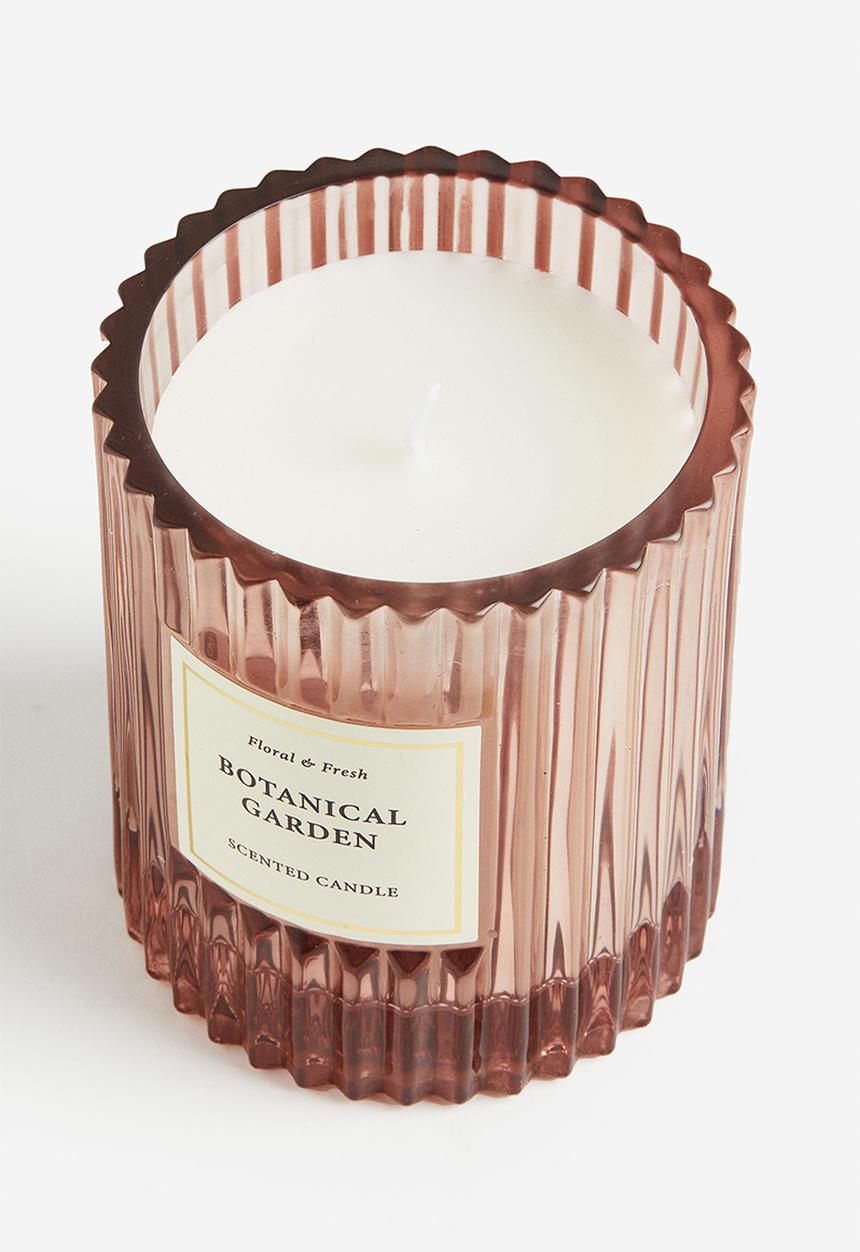 H&M - Scented candle in glass holder - light pink botanical garden 