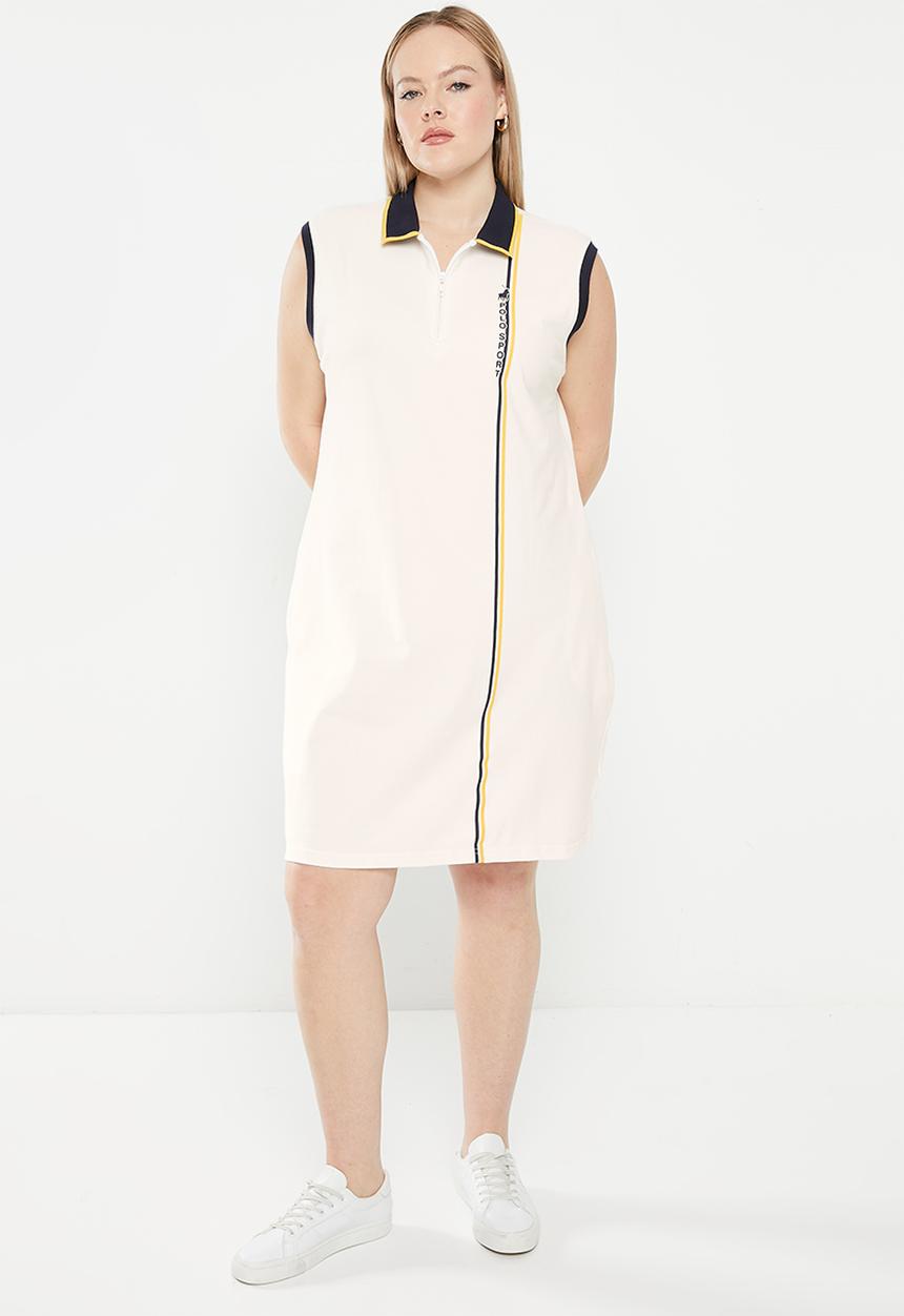 POLO - Plus lucy printed sl golfer dress - ecru