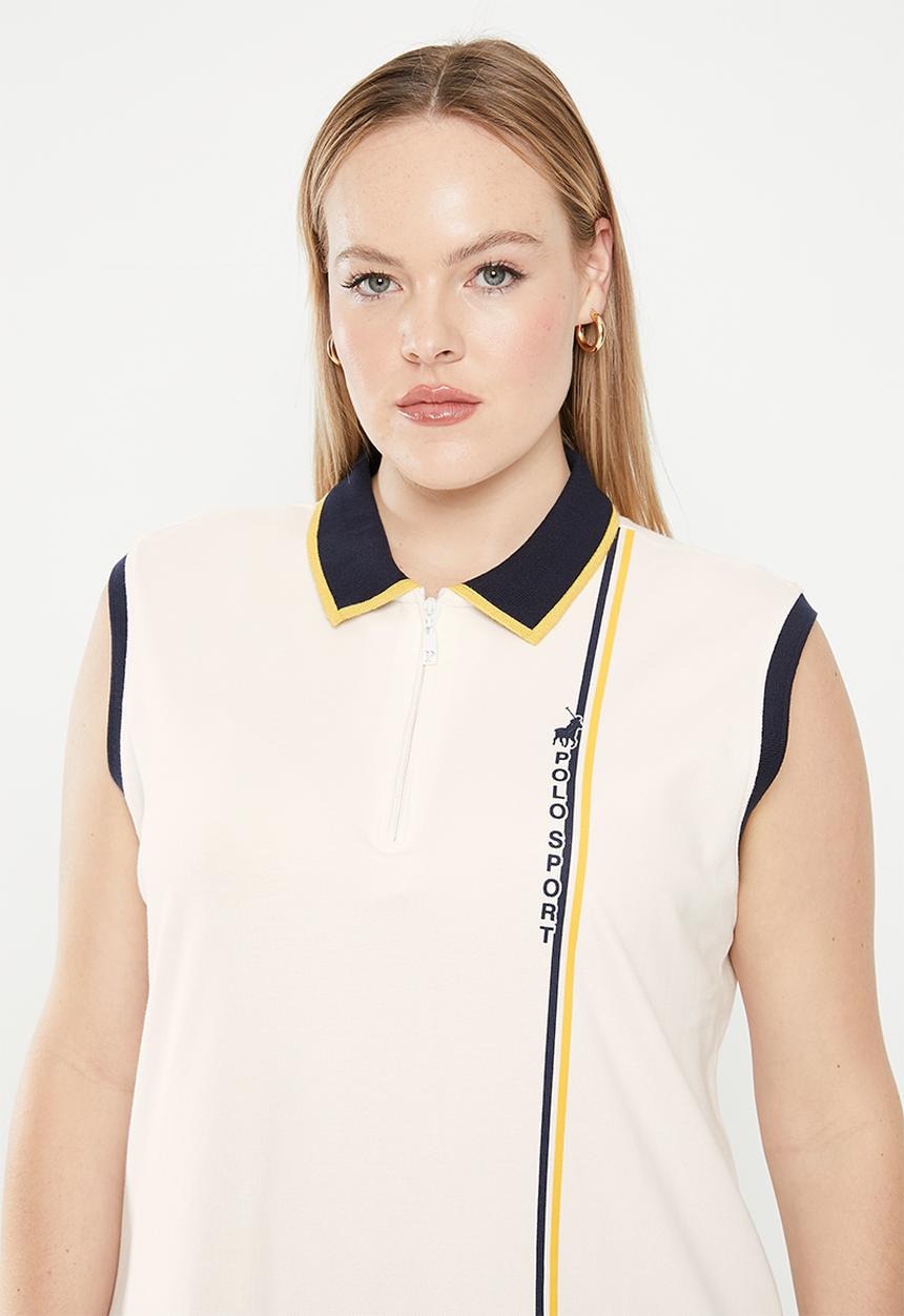 POLO - Plus lucy printed sl golfer dress - ecru