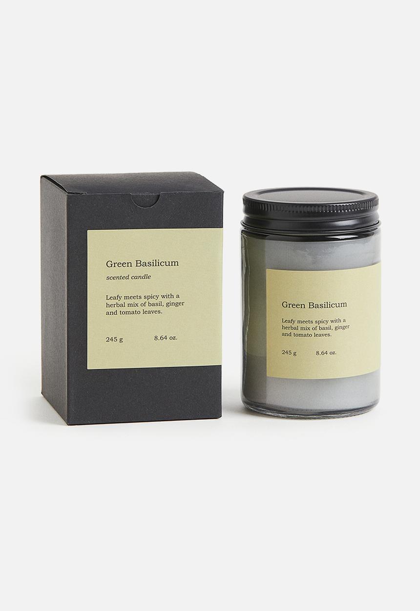 H&M - Scented candle in glass jar - light green & green basilicum