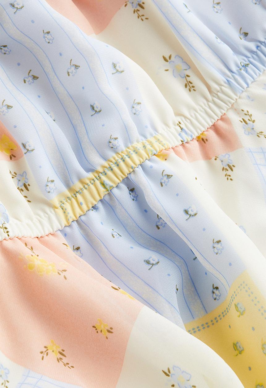 H&M - Asymmetric chiffon dress -  light yellow