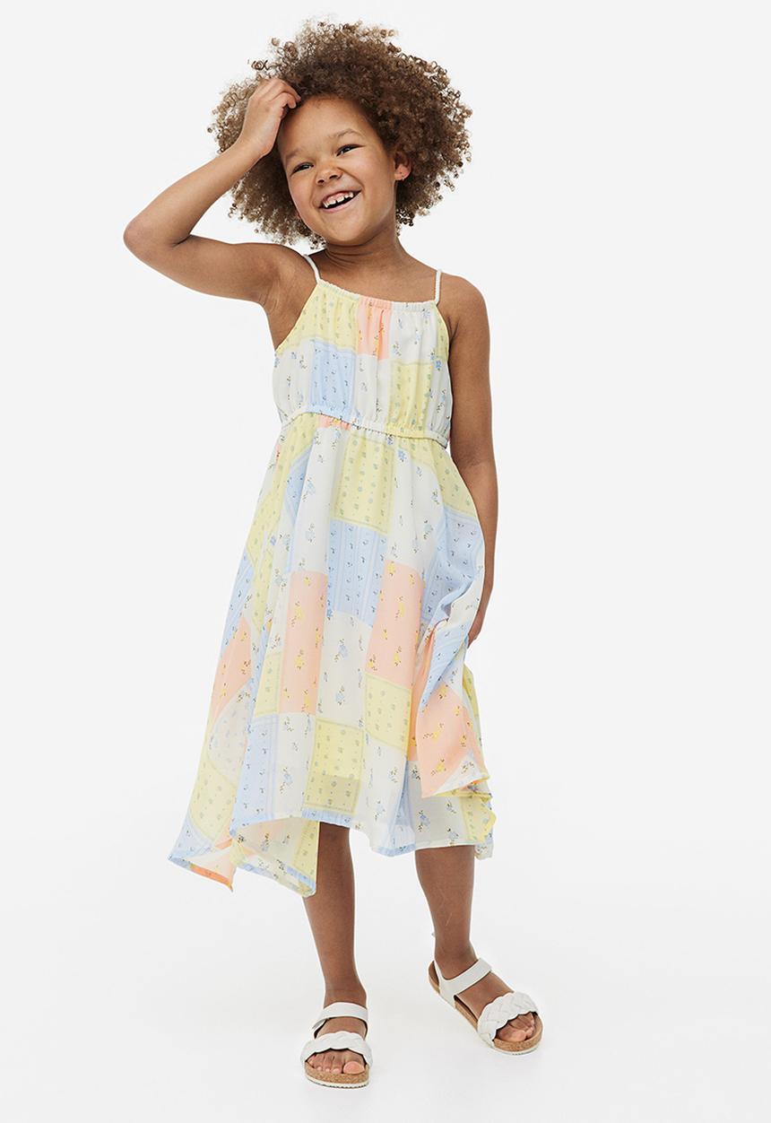 H&M - Asymmetric chiffon dress -  light yellow