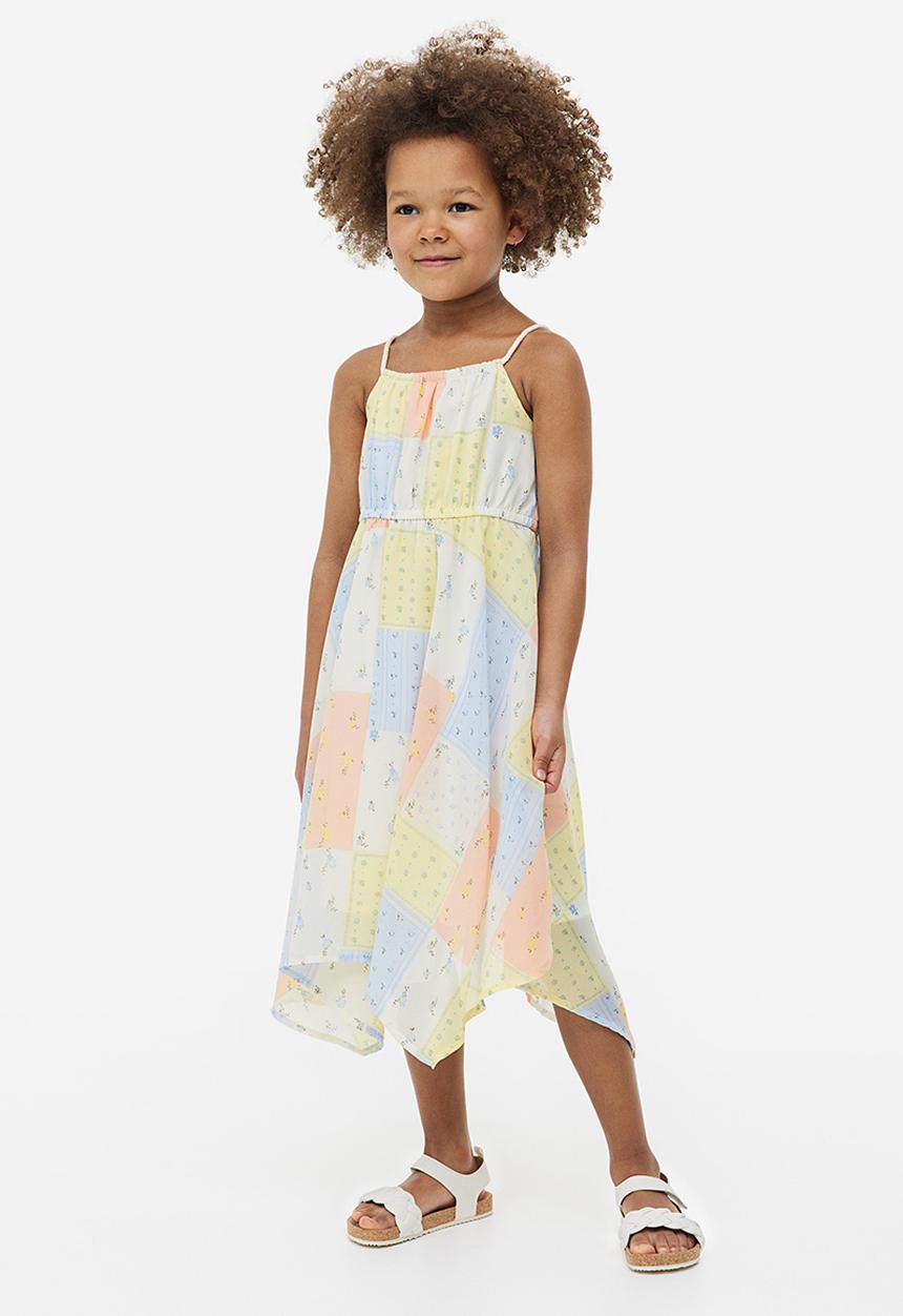 H&M - Asymmetric chiffon dress -  light yellow