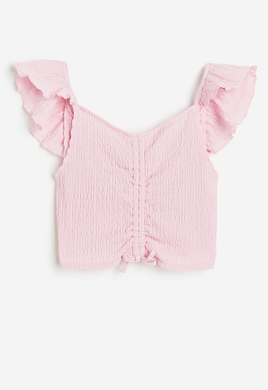 H&M - Flounce-trimmed strappy top - pink