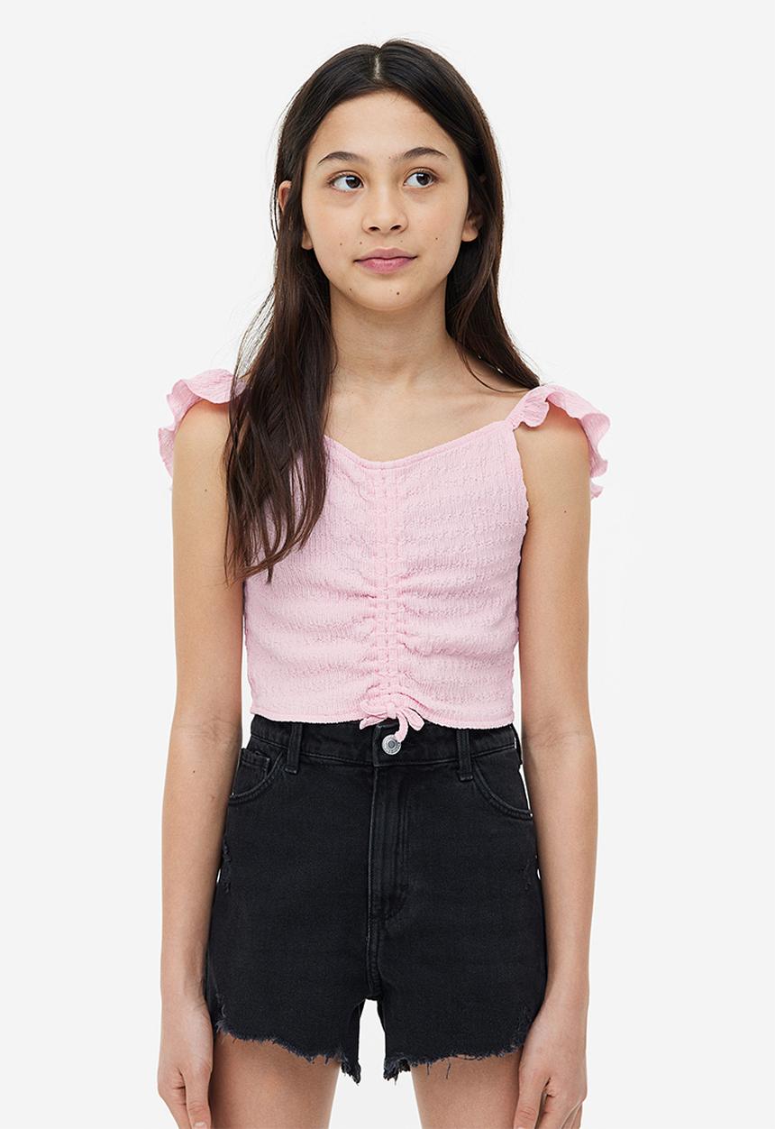 H&M - Flounce-trimmed strappy top - pink