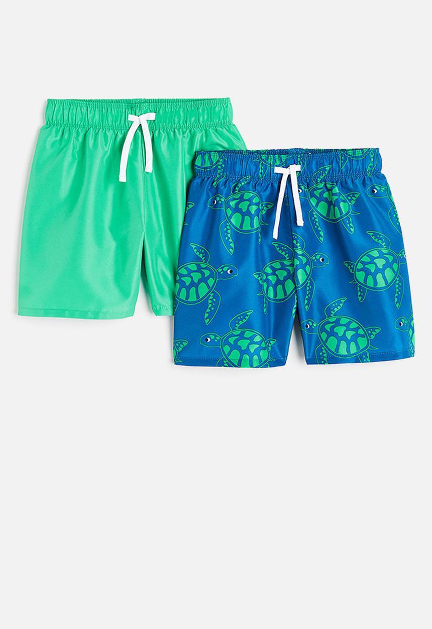 H&M - 2-Pack swim shorts - bright green turtles