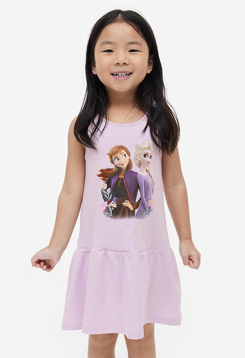 H&M - 2 Pack printed cotton dresses - light purple frozen