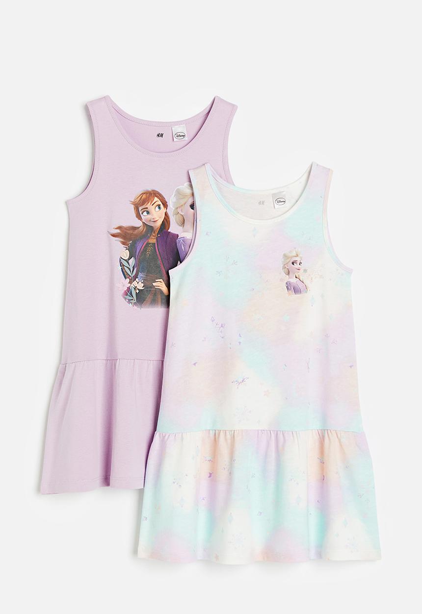 H&M - 2 Pack printed cotton dresses - light purple frozen