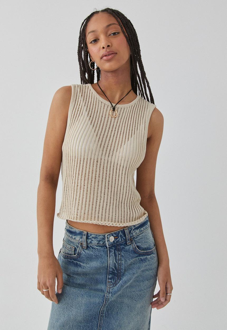 Supré  - Sara crochet tank - beige buff