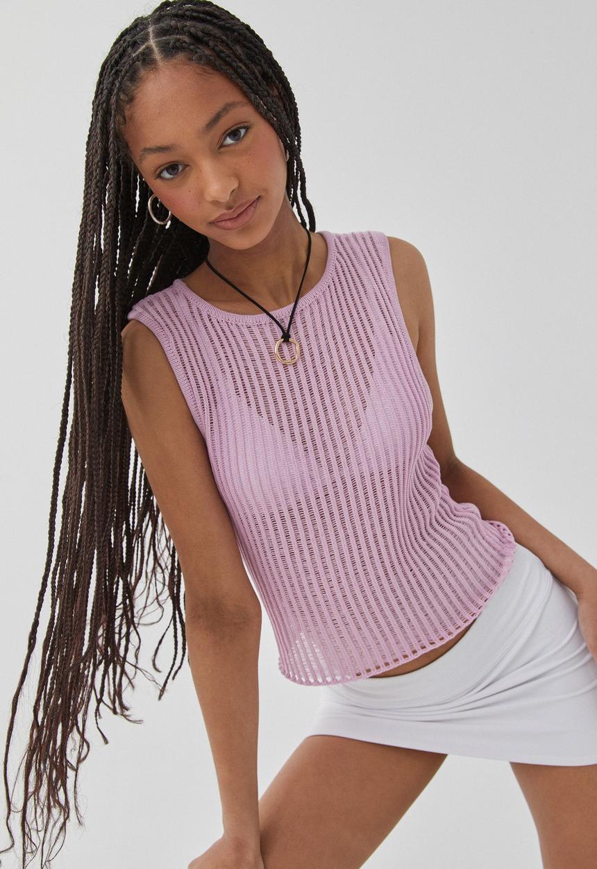 Supré  - Sara crochet tank -  lilac rose