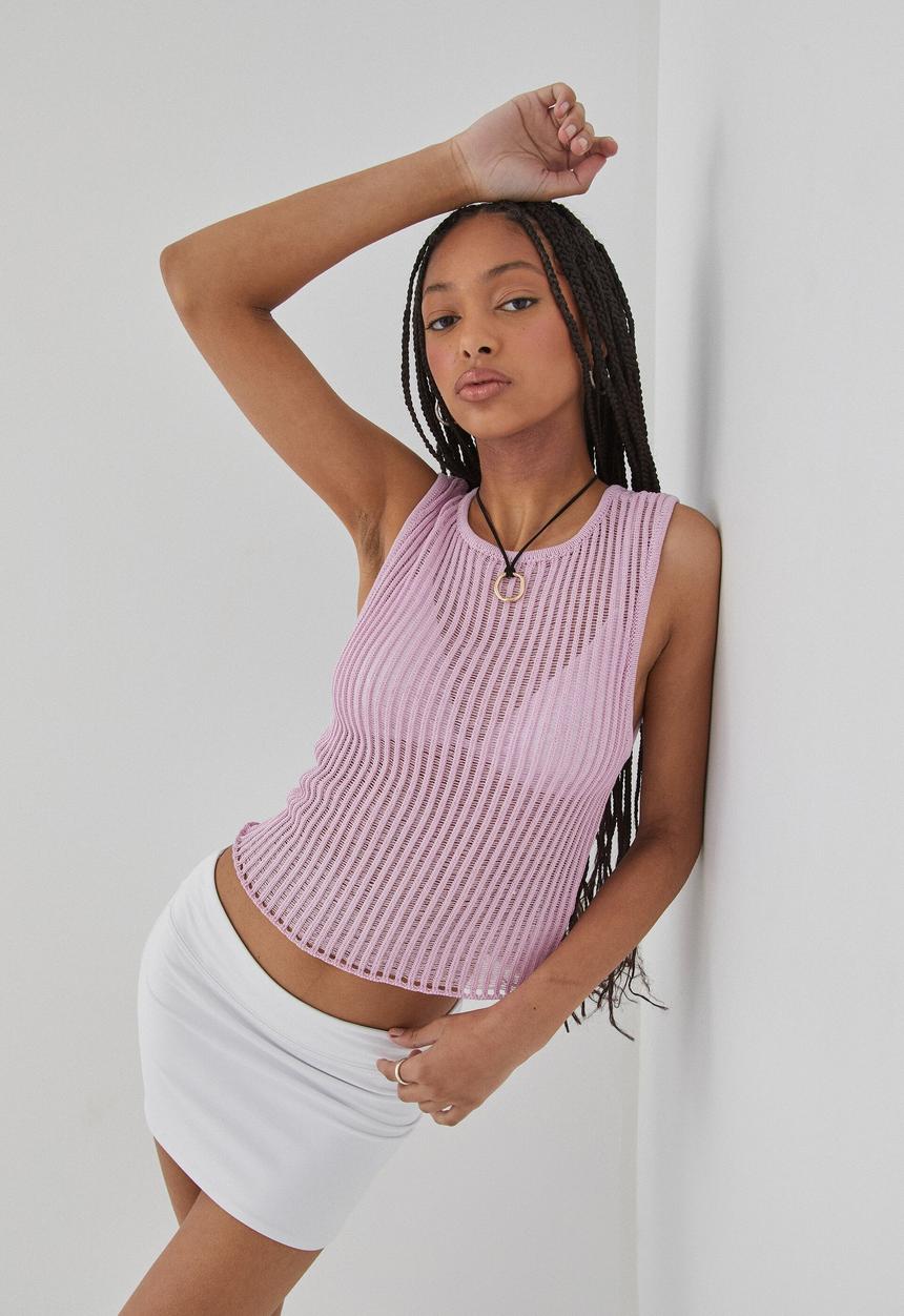 Supré  - Sara crochet tank -  lilac rose